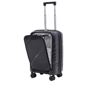 Black - Partner 20" Smart PP 8 Wheel Travel Luggage Small (Hand Luggage) 12kg